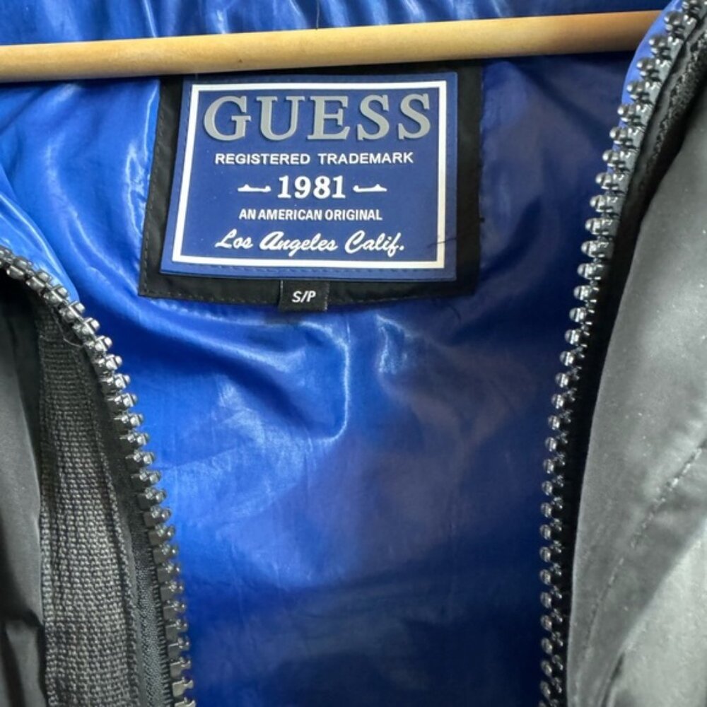 Guess Puffer Mens Vest With Hood Black - Picture 8 of 11